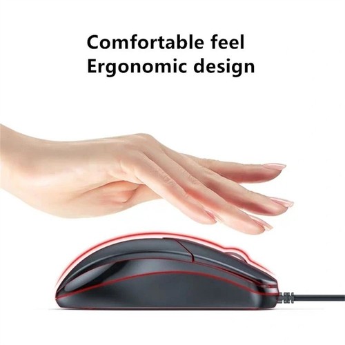 3 Buttons USB Optical Mouse Ergonomics Computer Mice Wired Mouse PC Laptop - Picture 6 of 11