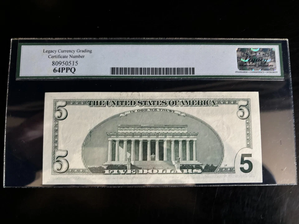 DBR 2003-A $5 FRN Atlanta Fr. 1991-F Legacy 64 PPQ Serial FF66385810A - Image 2 of 2