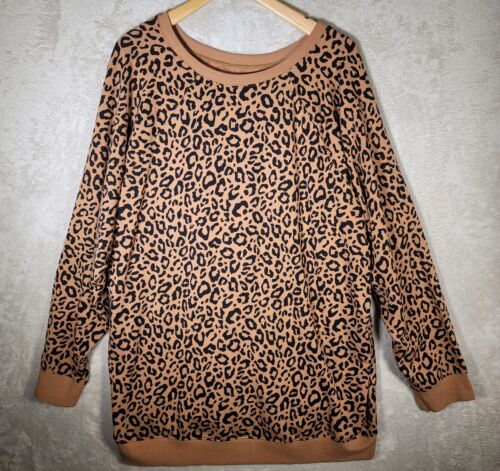 Torrid Sweatshirt Top Womens Plus Size 4 Leopard Print Cozy Fleece Long Sleeve