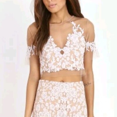 white embroidered mesh top