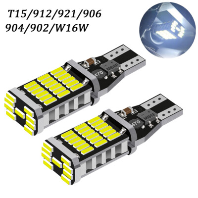 2pc LED Reverse Back Up Light Bulb 921 912 W16W T15 906 916 Super White 6000K