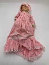 vintage porcelain doll Baby With Pink Gown Dress Kids Play Collectible