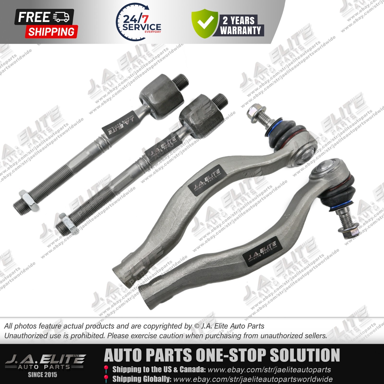 4pcs Inner & Outer Tie Rod End for Maserati Quattroporte, Electronic Steering