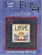 LIZZIE KATE: CHRISTMAS BLESSINGS FLIP IT LOVE (W/CHARM) CROSS STITCH PATTERN