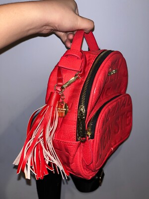 Steve Madden Backpack Purse Coral Red Embossed Small 9in x  display picture 2