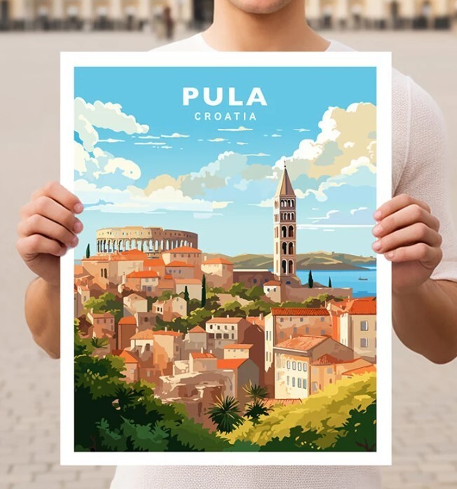 Pula Croatia Travel Wall Art Print Poster Decor