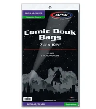 (100-Pack) BCW Silver Age / Regular Size Resealable Comic Book Bags Acid Free