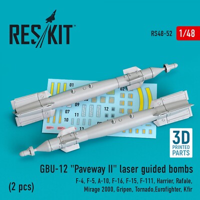 GBU-12 ''Paveway II'' Laser Guided Bombs (2 pcs) Scale kit 1:48 ResKit RS48-0052