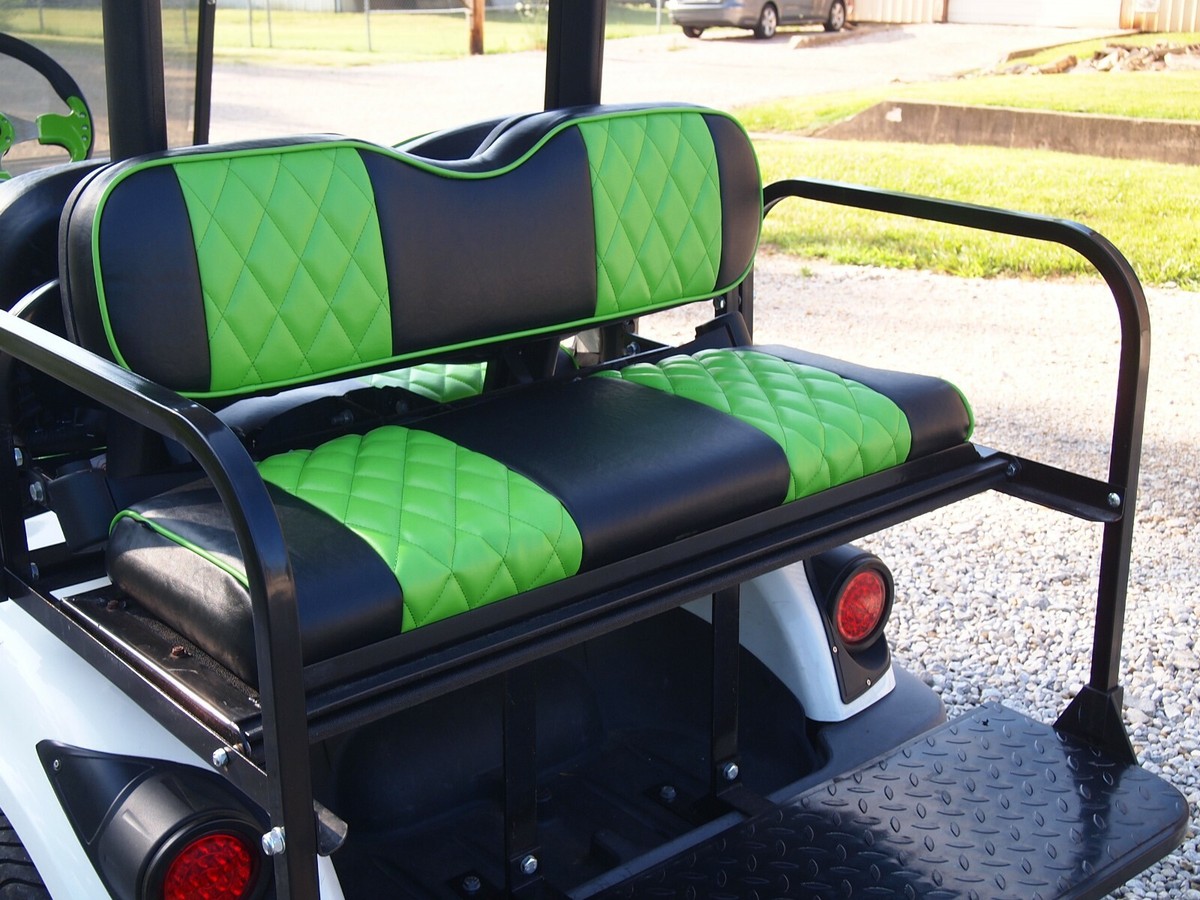 4 PCS Golf Cart Seat Cover Lime Green Diamond Stitch E-Z-GO