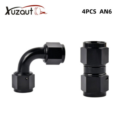 6AN Female to 6AN Female Coupler Straight 90 Dergee Swivel Fitting 4Pcs