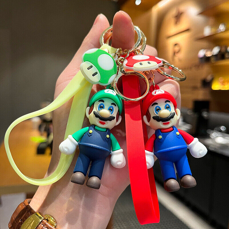 Classic Game Super Mario Bros Keychain Mario Yoshi Figure Key