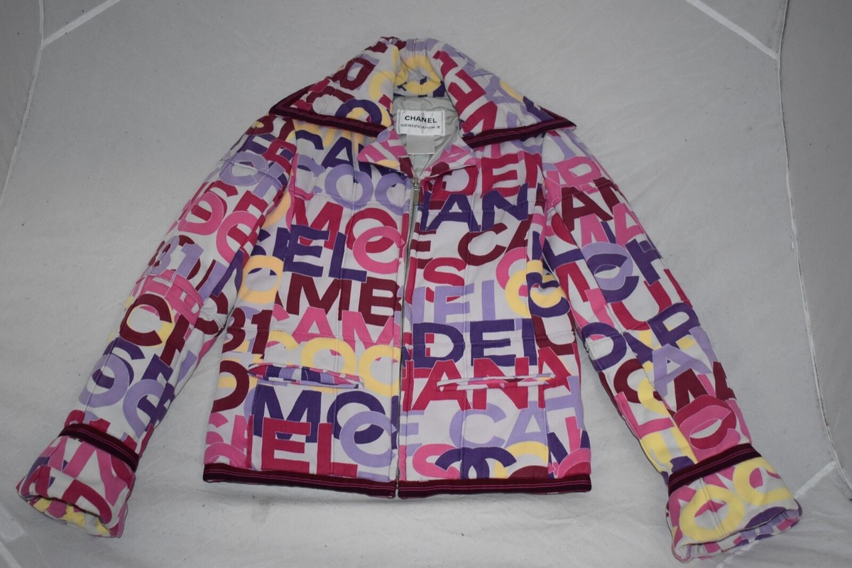 Chanel Identification Multicolour Words Quilted Zip Through Chanel Identification Multicolour Words Quilted Zip Through