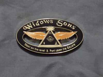Oval Black Gold Widows Sons Masonic 3''  Car Emblem Wings Freemason Adhesive NEW!