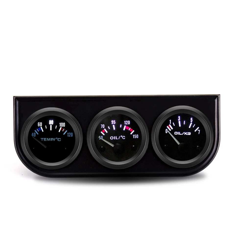 Medidor de pressão de óleo 2"" 52mm temperatura da água medidor triplo 3 em 1 kit - Imagem 2 de 4