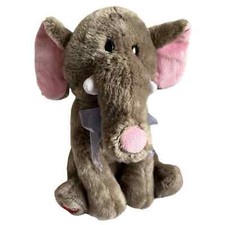 VTG Dakin Baby Elephant Trunk Up Tusks Bow Gray Sitting Large Pink Ears 13  Baby