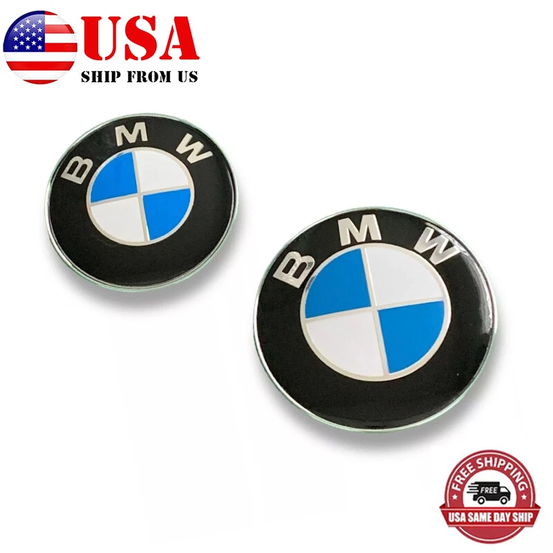 2PCS Front Hood & Rear Trunk FOR BMW Badge Emblem (82mm + 74mm) - Image 3 of 4