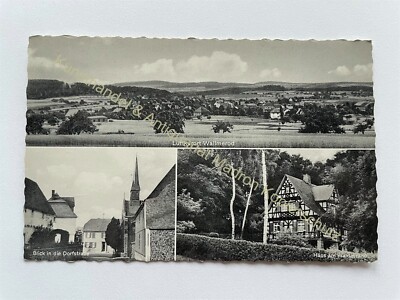 Postcard Wallmerod Westerwald, village road, house on the edge of the forest, panorama -.