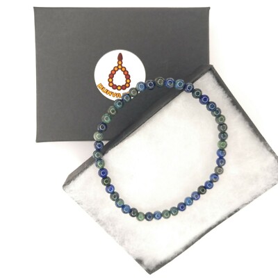 Elegantes echtes Edelstein Chrysocolla Lapislazuli 4 mm Armband elastisch Weihnachten