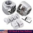 For Harley Chrome Switch Housing Cover Kits+6X Hand Control Switch Button Caps
