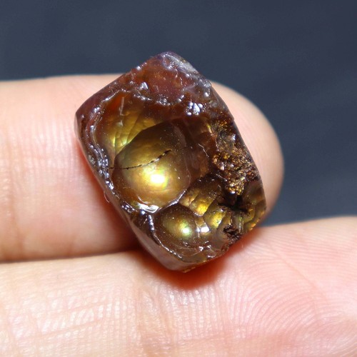 11 Carat Natural Mexican Fire Agate Smooth Druzy Loose Gemstone Size 17x12x5 mm - Picture 2 of 6