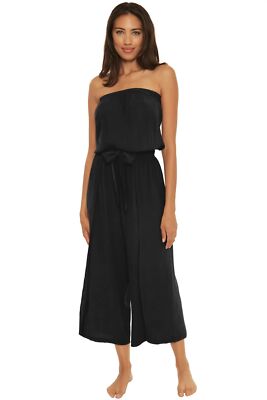 Becca by Rebecca Virtue 296369 Strapless Tie Waist Jumpsuit, Black, S