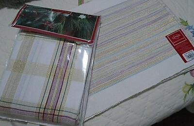 Lenox Holiday Nouveau 8 Place Mats & Table Cloth Red Gold Green New w ...