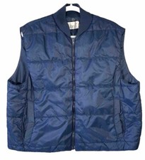 Vintage Peak 1 Mens Large Lightweight Puffer Vest Short Navy Blue Made in USA