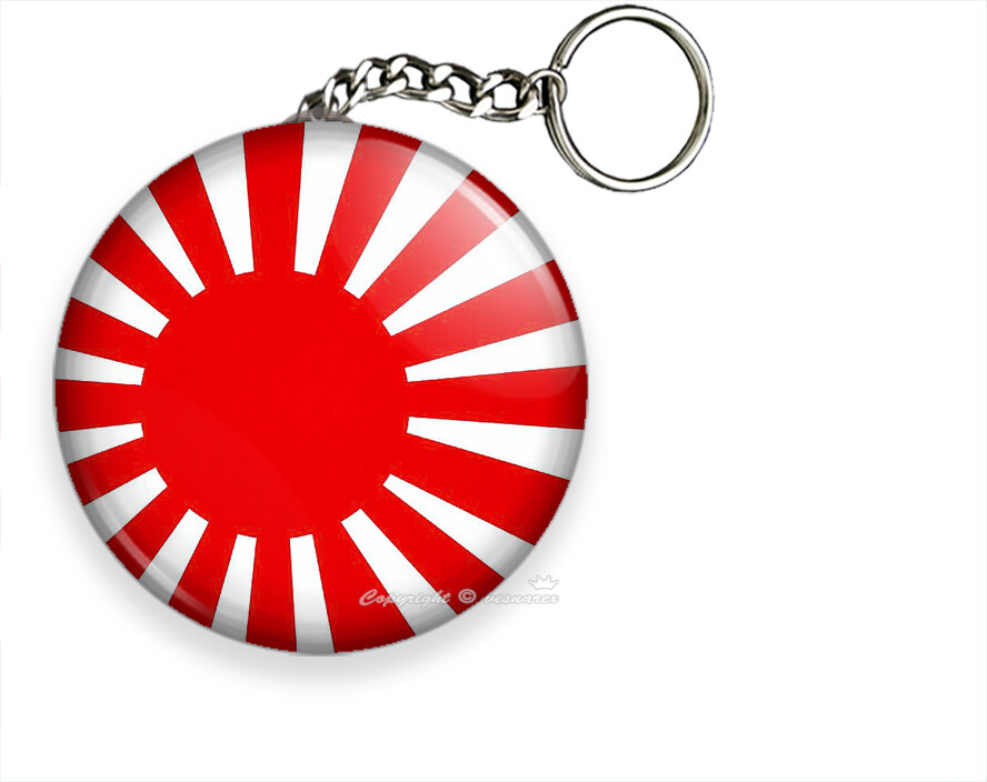 JAPAN FLAG JAPANESE RISING SUN RAYS SYMBOL KEYCHAIN KEYFOB CHAIN