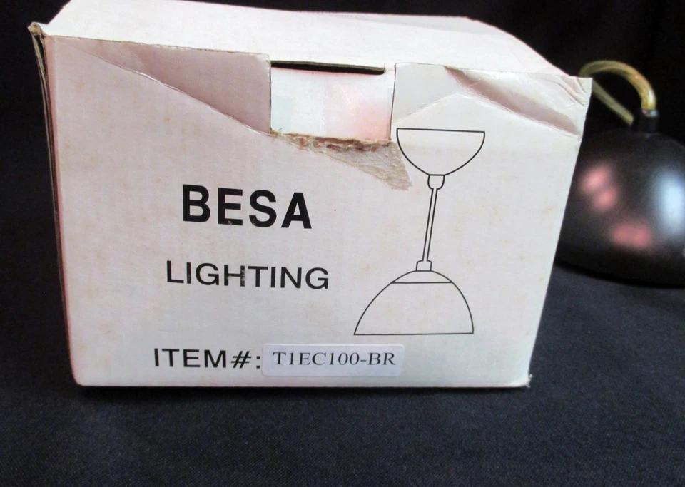 Colgante en forma de campana de 1 luz Besa Lighting pantalla de vidrio amarillo T1EC100-BR NUEVO EN CAJA Foto 4 de 4