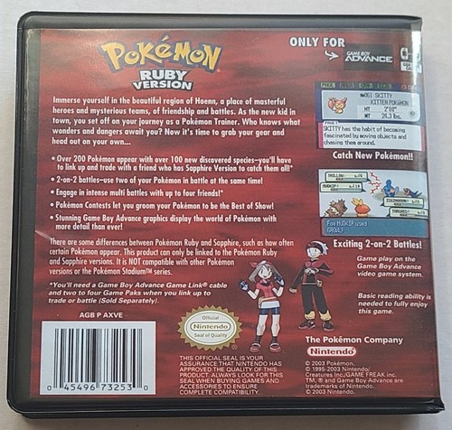 Pokémon Versión Rubí Pokémon SOLO ESTUCHE Game Boy Advance GBA Caja MEJOR CALIDAD - Imagen 2 de 7
