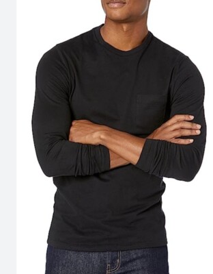 Goodthreads Mens Polo Long Sleeve, Black Color With Pocket. Medium | eBay