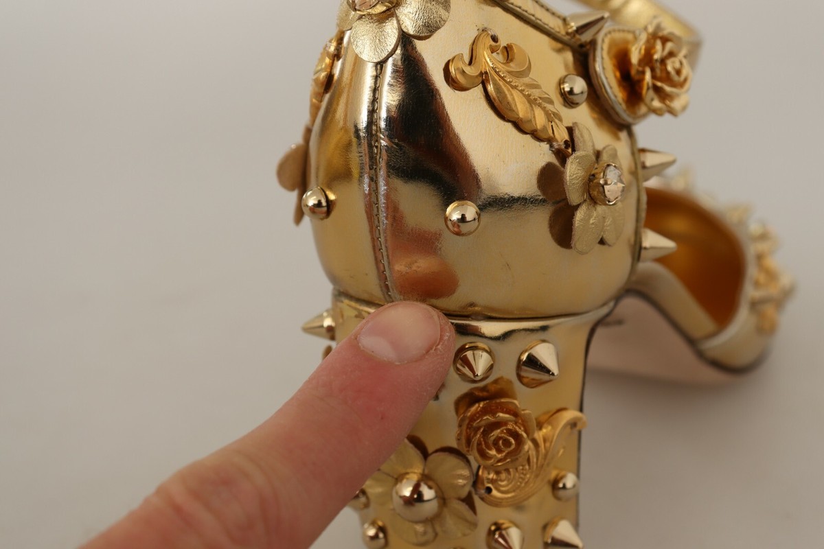 DOLCE & GABBANA VALLY ミュール DOLCE & GABBANA Shoes Gold Studs Vally Slingback Sandals