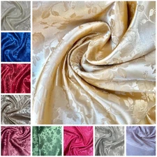 Sedona Designz Satin Jacquard Rose Brocade Fabric by The Yard - 58 Inch Wide