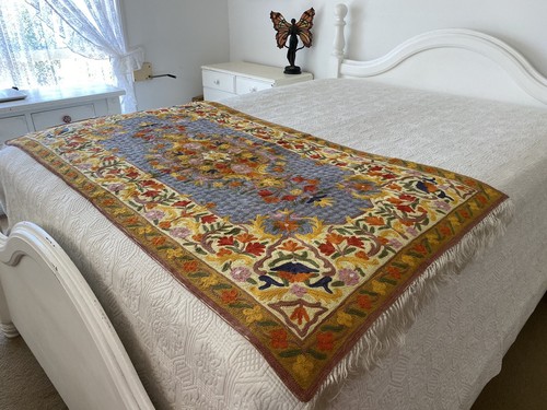 Kilim Embroidered Runner Rug Middle Eastern Turkish Rayon 150 cm x 85 cm - Bild 7 von 14