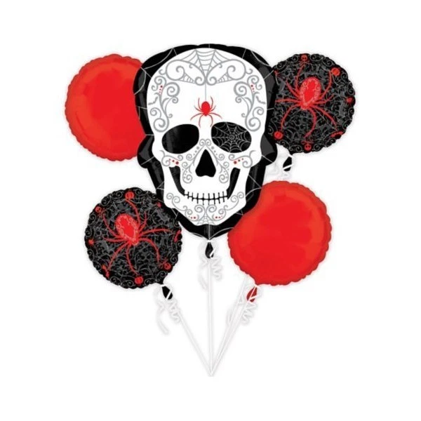 5 PIEZAS HALLOWEEN CALAVERA ARAÑA GLOBO RAMO FIESTA DECORACIÓN GLOBOS DE ALUMINIO  Foto 3 de 3