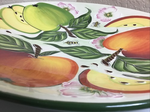 J McCall Blue Sky 2004 Fruit - Bees Serving Platter Round Bowl 11.25” Artist Sig - Picture 12 of 12