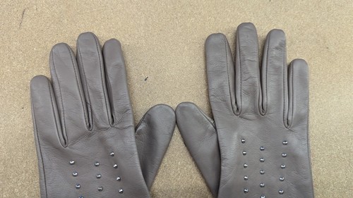 Genuine Leather Womens Gloves One Size Gray Winter Ladies - Picture 3 of 8