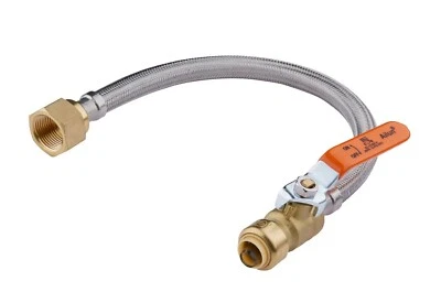EFIELD Push-fit Valve Flexible Water Heater Hose,3/4 x 3/4 FIP 18 Inch
