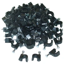 Steren LOT 100 NEW single NAIL CLIPS FOR RG59 OR RG6 COAX WIRE Black 200-960