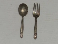 VINTAGE HOLMES & EDWARDS DANISH PRINCESS BABY CHILD FORK SPOON SET SILVERPLATE