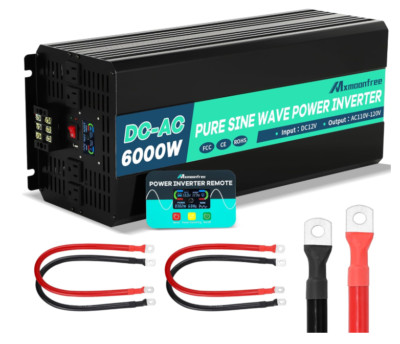 6000W 24V Pure Sine Wave Inverter 24V DC to 110V AC with Wireless Remote LCD ...