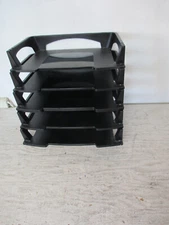 Lot of  6 - Tier Letter Desk Paper Tray Organize Stacking Plastic - Black