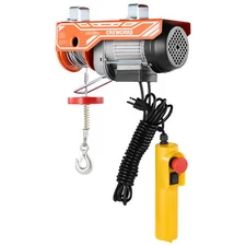 CREWORKS Electric Hoist 2500 lbs Overhead Crane Garage Winch & Steel Pulley Hook