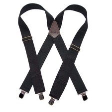 Holdup 2Inch Black NonElastic Industrial Suspenders with NoSlip Clips