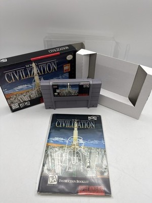 CIB Sid Meier's Civilization Super Nintendo SNES 1995 CIB KOEI Clean W Protector