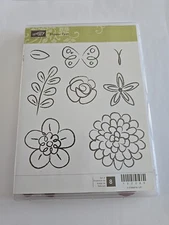 Stampin Up! Rubber Stamp Set of 8 Flower Fest 122280 