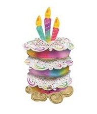2x Packs Of Birthday Cake Stacked Super Shape Foil Balloon NEW  FAST SHIPPING