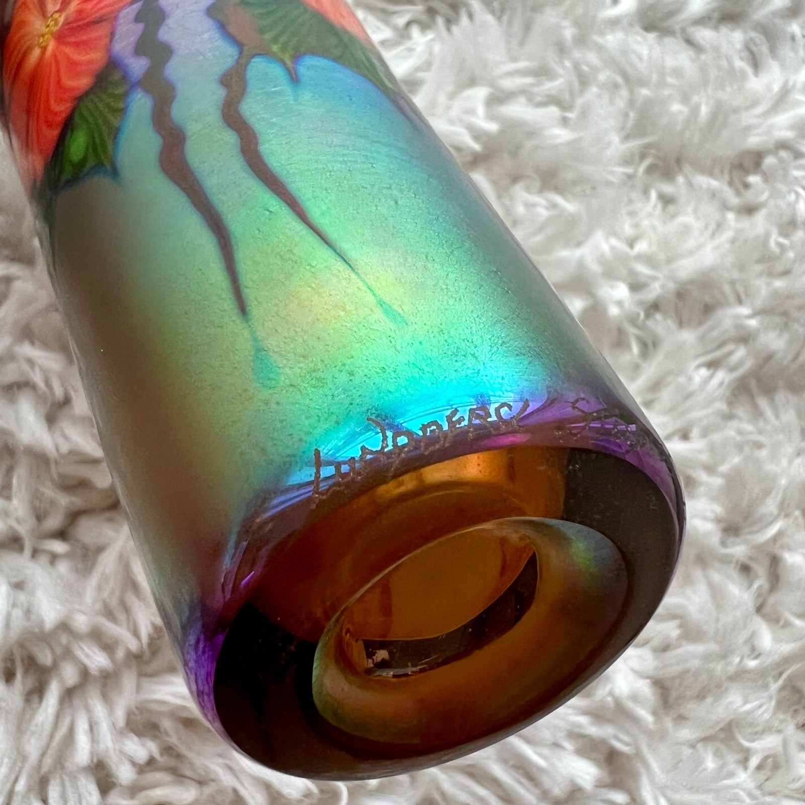 Lundberg Studios Signed Iridescent Art Glass Vase — 2006, #102701 — Floral Décor