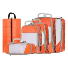 6pcs Suitcases Compression Packing Cube Travel Luggage Organizers Bag Orange