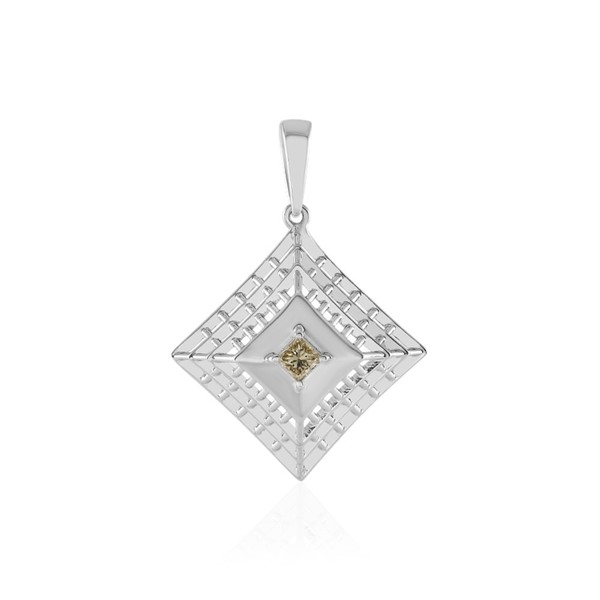 Cavill 0,16Ct Champagner Diamant AnhäNger 375 WeißGold Quadrat Modern-image